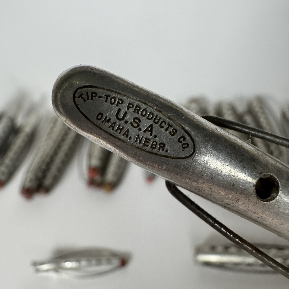 Vtg Tip-Top Products Aluminum Hair Curlers Rollers Omaha Red Tips Lot of 49 MCM